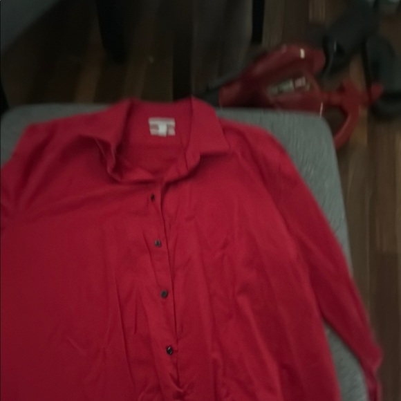 Le Chateau Red Slim Fit Casual Button Down Shirt Cotton - Picture 2 of 3